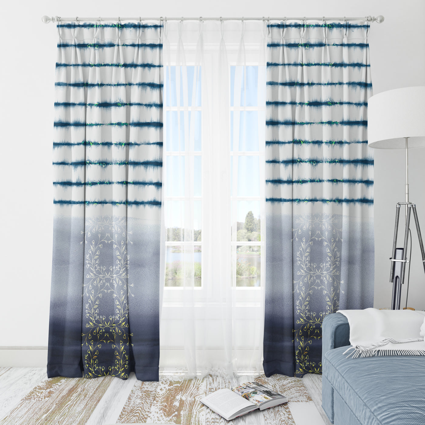 Blue and White  Curtains