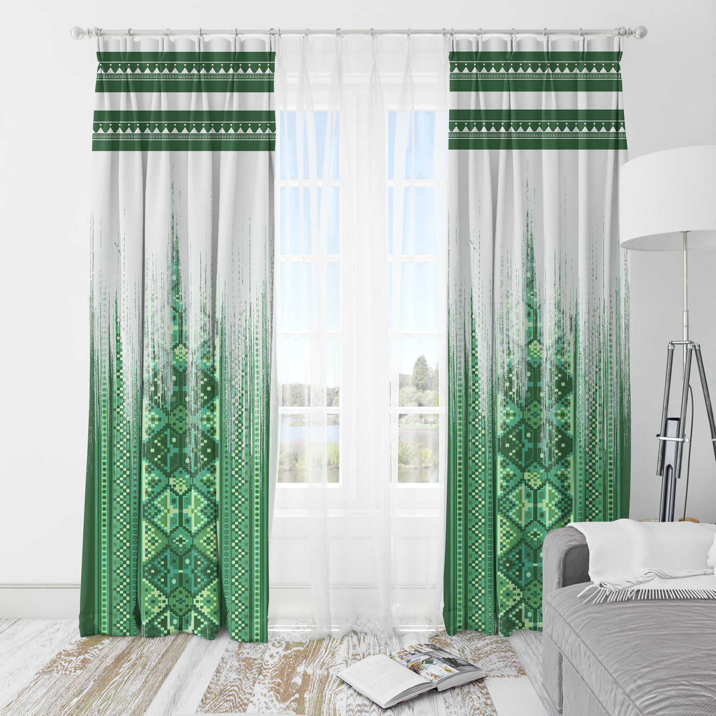 Green  Zigzag  Curtain