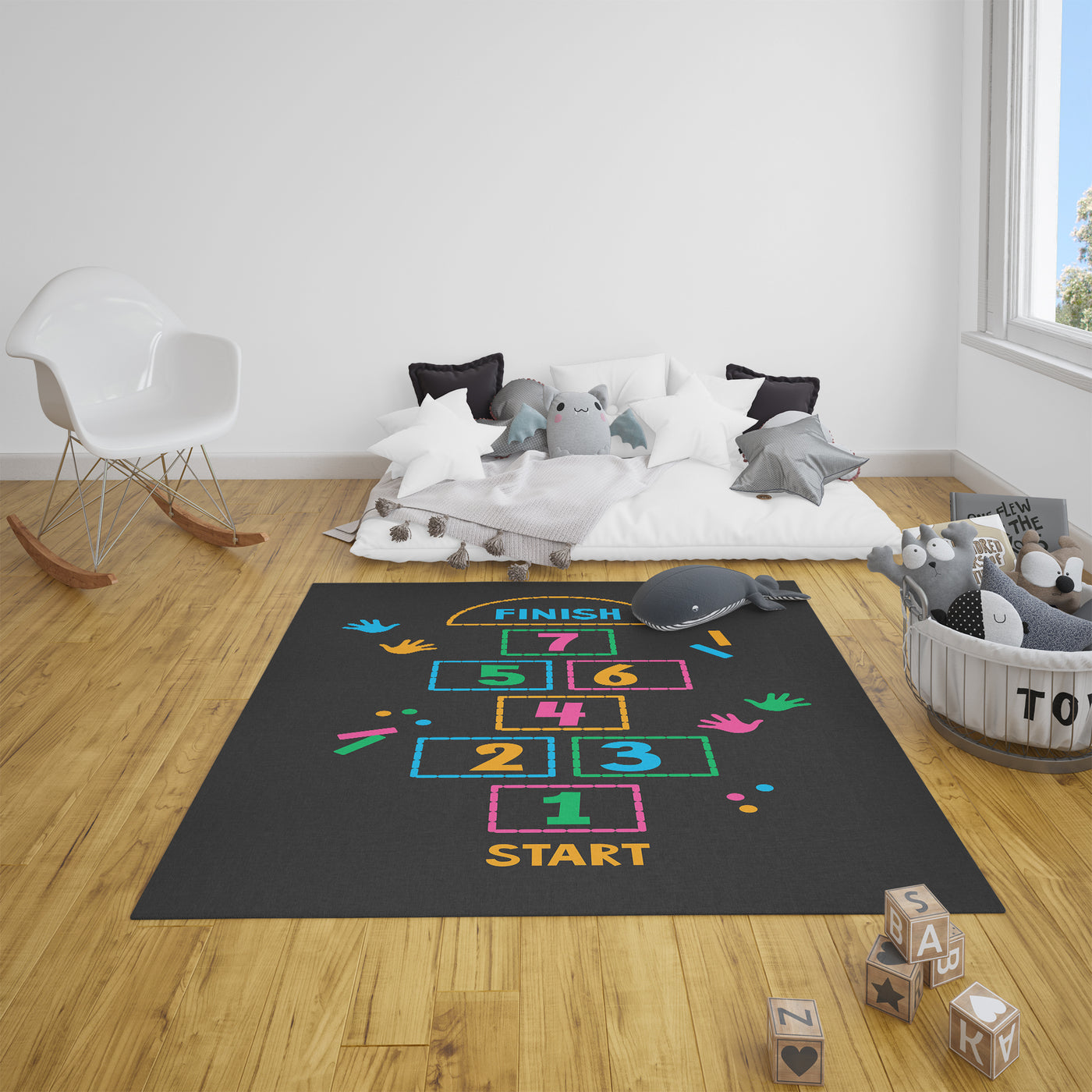 Grey Hopscotch Game Carpet KS165