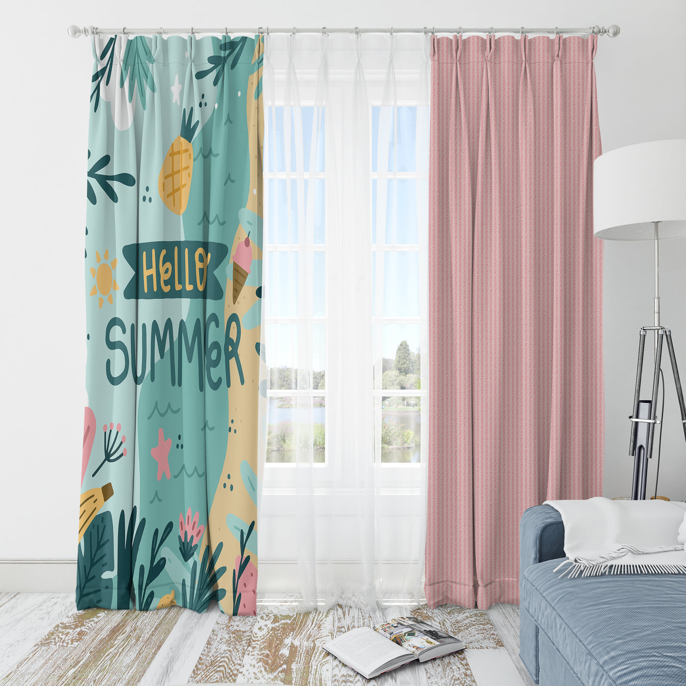 Hello Summer Curtain  ( Set of 2)