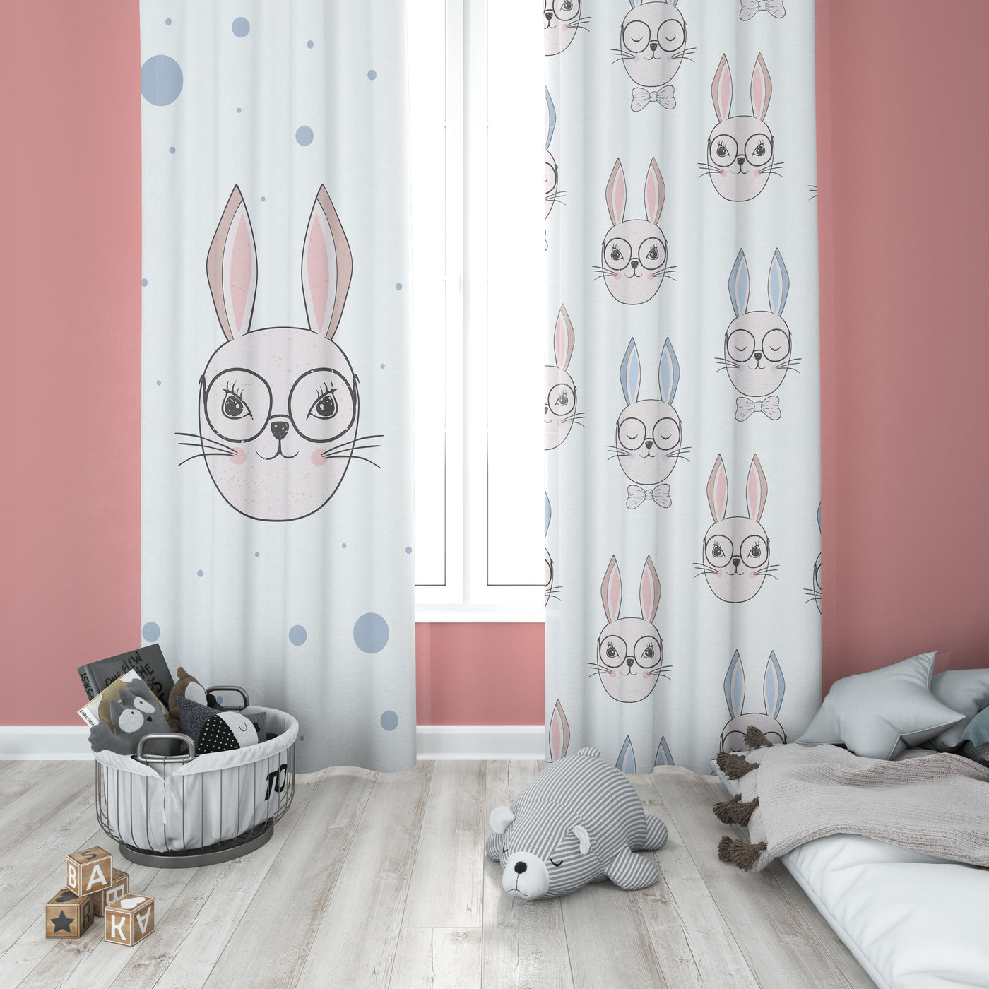 Happy Bunny Kids Curtain (Set Of 2)