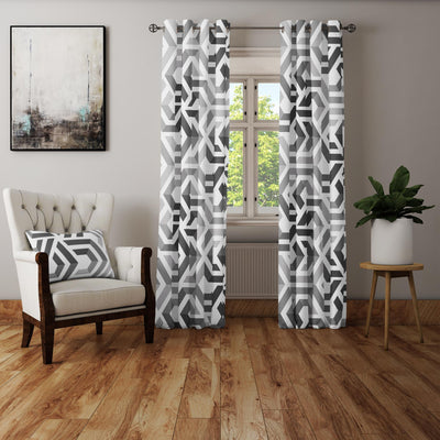 Gradient Black Pattern Curtain