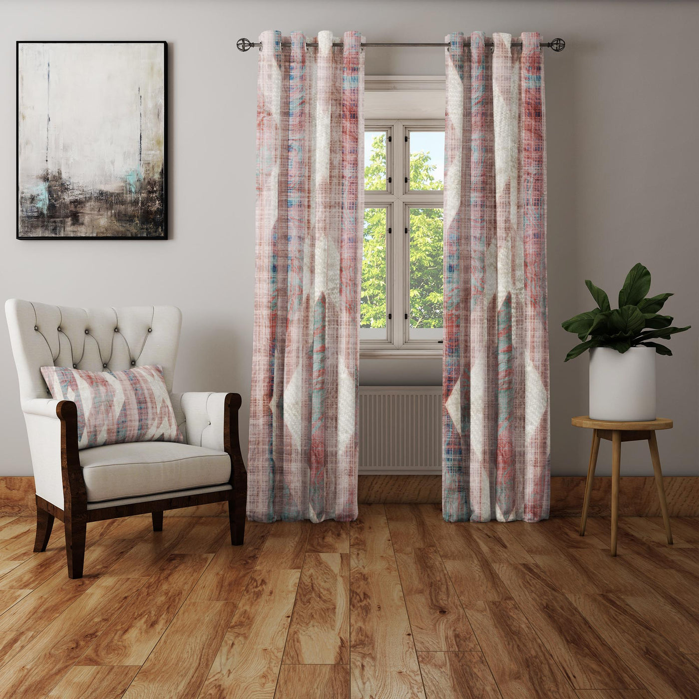 Wooden Colored Pattern Curtain