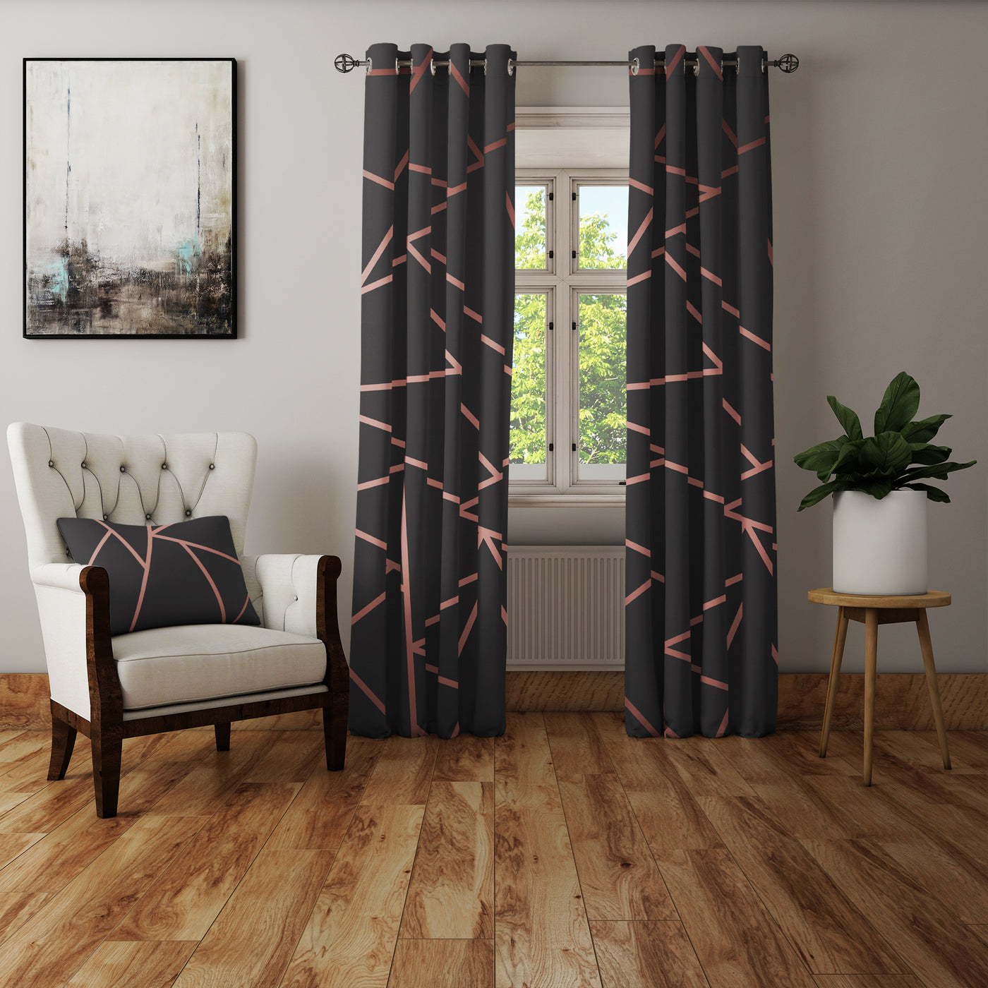 Rose On Pink Boarders Pattern Curtain