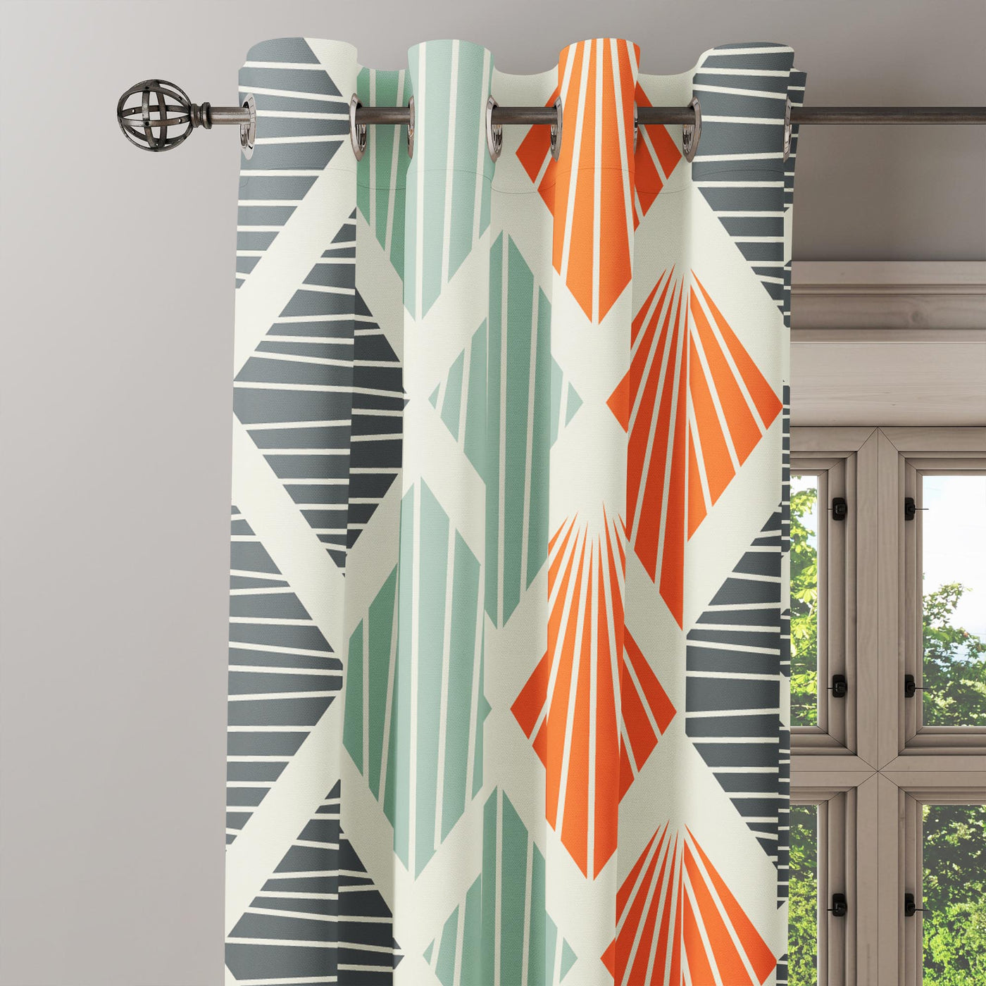 Coral Abstract Pattern Curtain