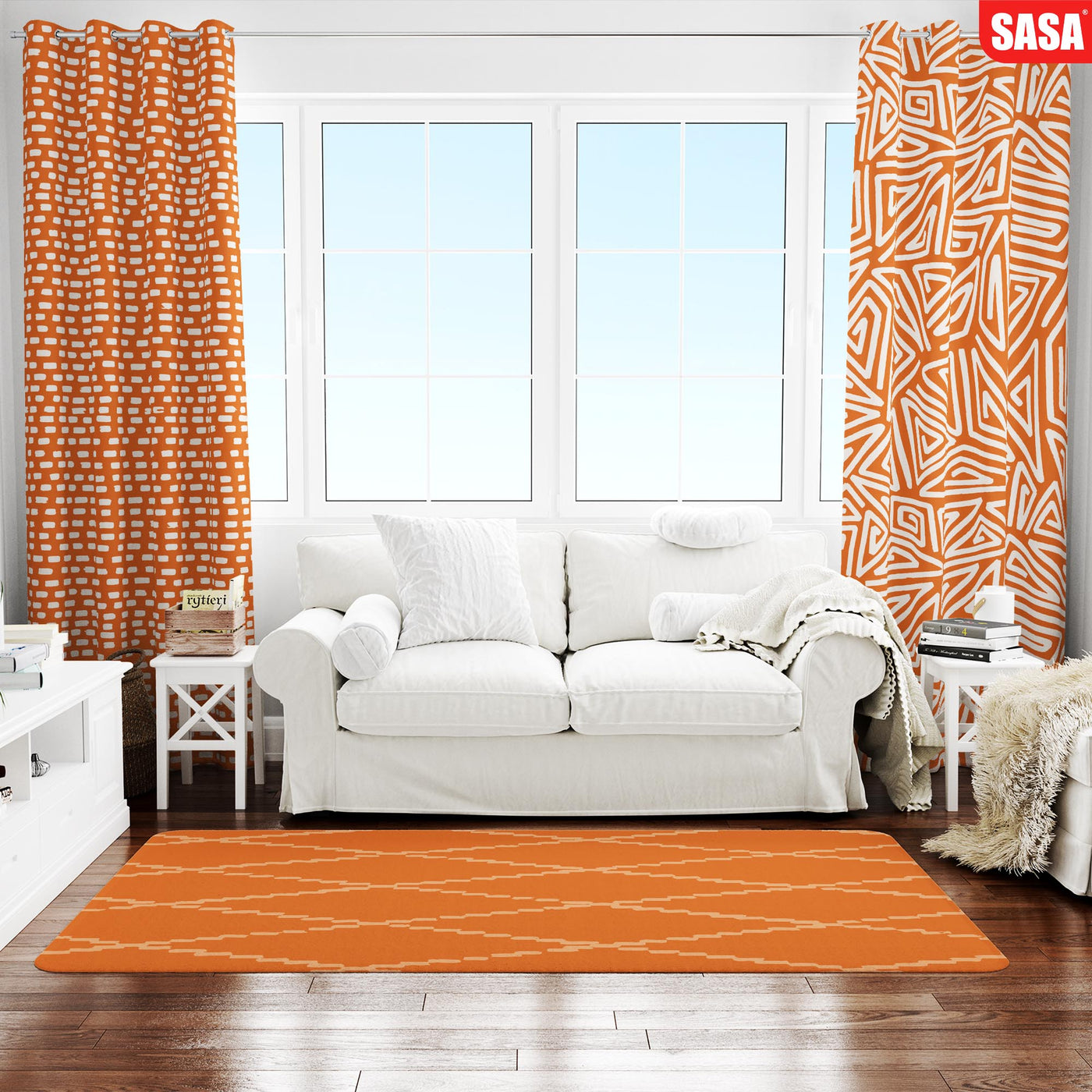 Orange Polka Living Room