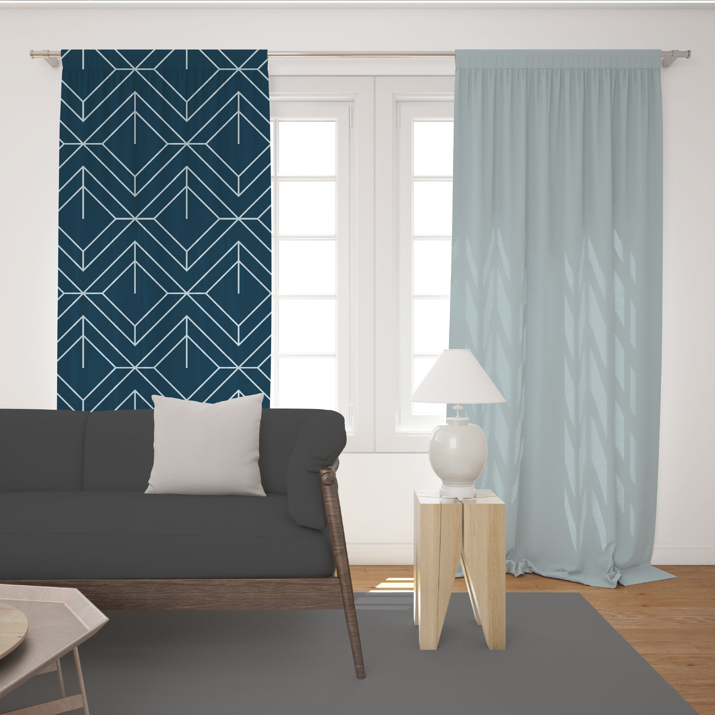 Seamless Squared Pattern Curtain (Set Of 2)