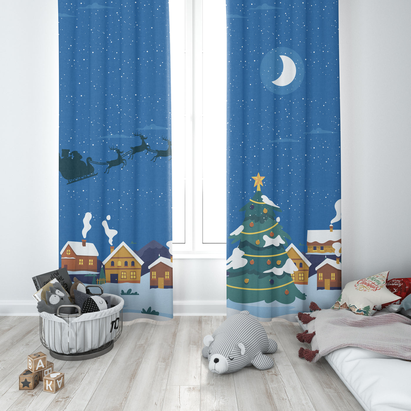 Christmas Night  Kids Curtain