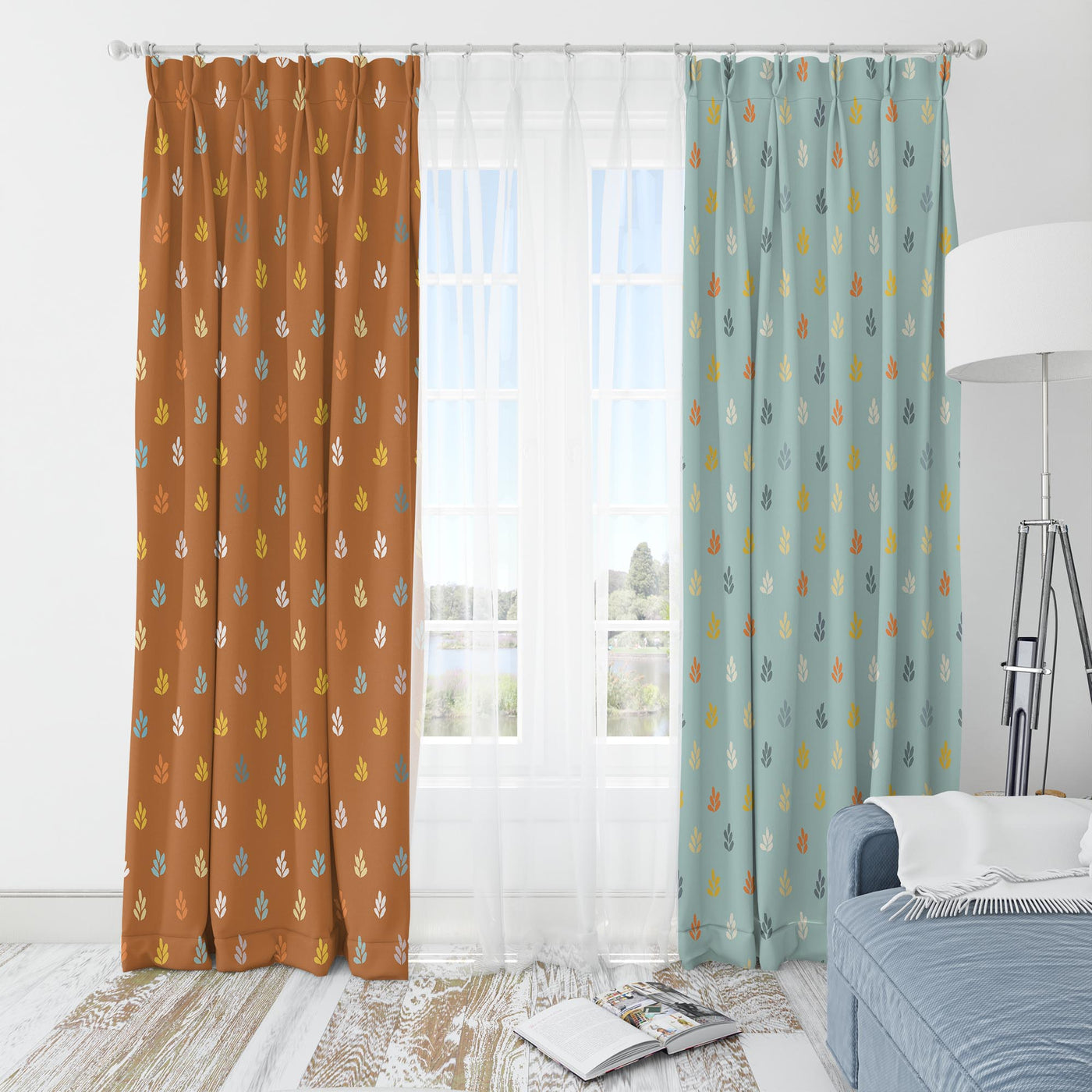 Tiny Leaves Curtains    ( Set of 2)